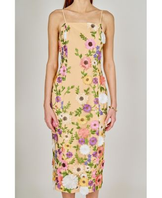 Women's Floral Embroidered Midi Dress
