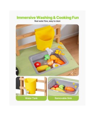 Kids Outdoor Mud Kitchen Playset with Sink, Tank, and Cookware