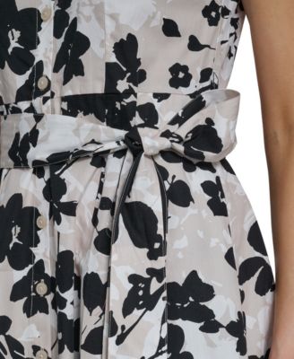 Women's Floral Sleeveless Collared Midi Shirtdress