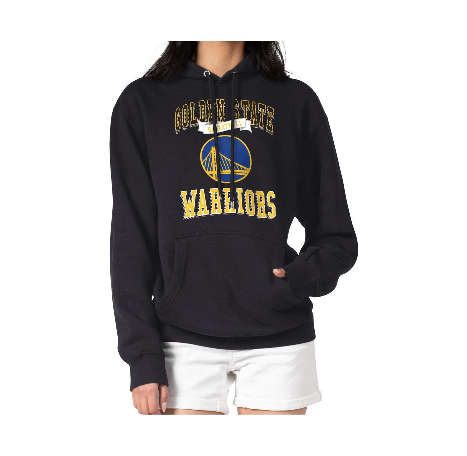 Women's Black Golden State Warriors Graphic Fleece Pullover Hoodie