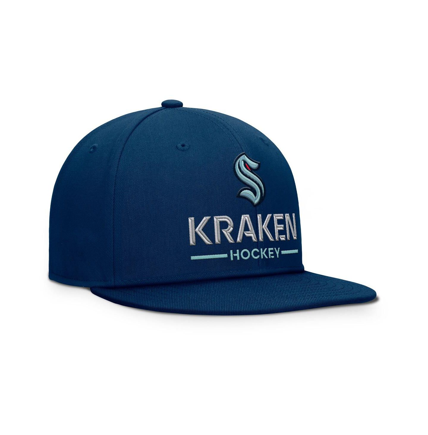 Мужская кепка Fanatics Deep Sea Blue Seattle Kraken Authentic Pro Rink Lockup Snapback Hat — фото 3