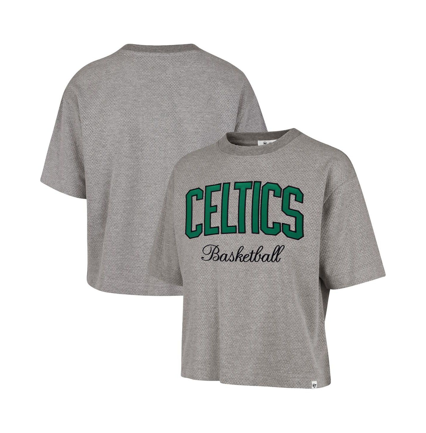 Женская футболка '47 Brand Gray Boston Celtics Pivot Drop Needle Cropped — фото 1