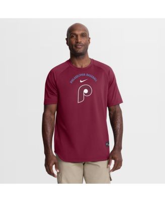 Men's Burgundy Philadelphia Phillies Authentic Collection Batting Practice Pre-Game Raglan Dri-FIT T-Shirt