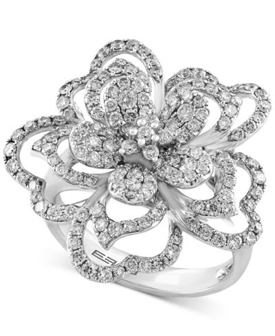 EFFY Diamond Flower Ring (1-1/3 ct. t.w.) in 14k White Gold - Rings ...