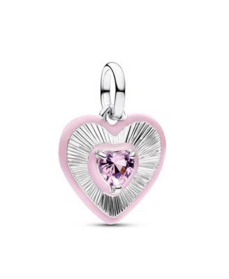 Radiating Pink Heart Medallion Charm