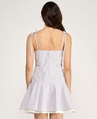 Juniors' Stripe Square Neck Mini Dress