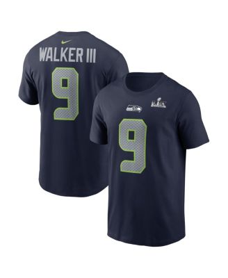 Men's Kenneth Walker III College Navy Seattle Seahawks Super Bowl LX Patch Name & Number T-Shirt
