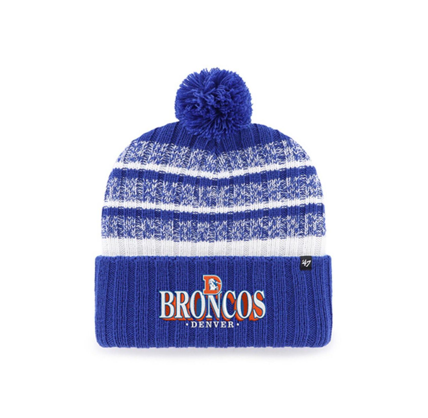 Men's Royal Denver Broncos Tavern Cuffed Knit Hat with Pom