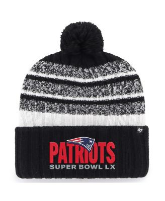 Men's Black New England Patriots Super Bowl LX Tavern Cuffed Knit Hat with Pom