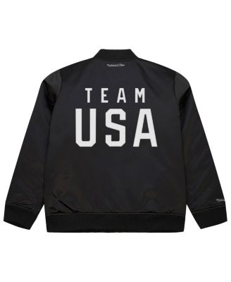 Men's Black Team USA Coach Snoop Satin Full-Zip Bomber Jacket