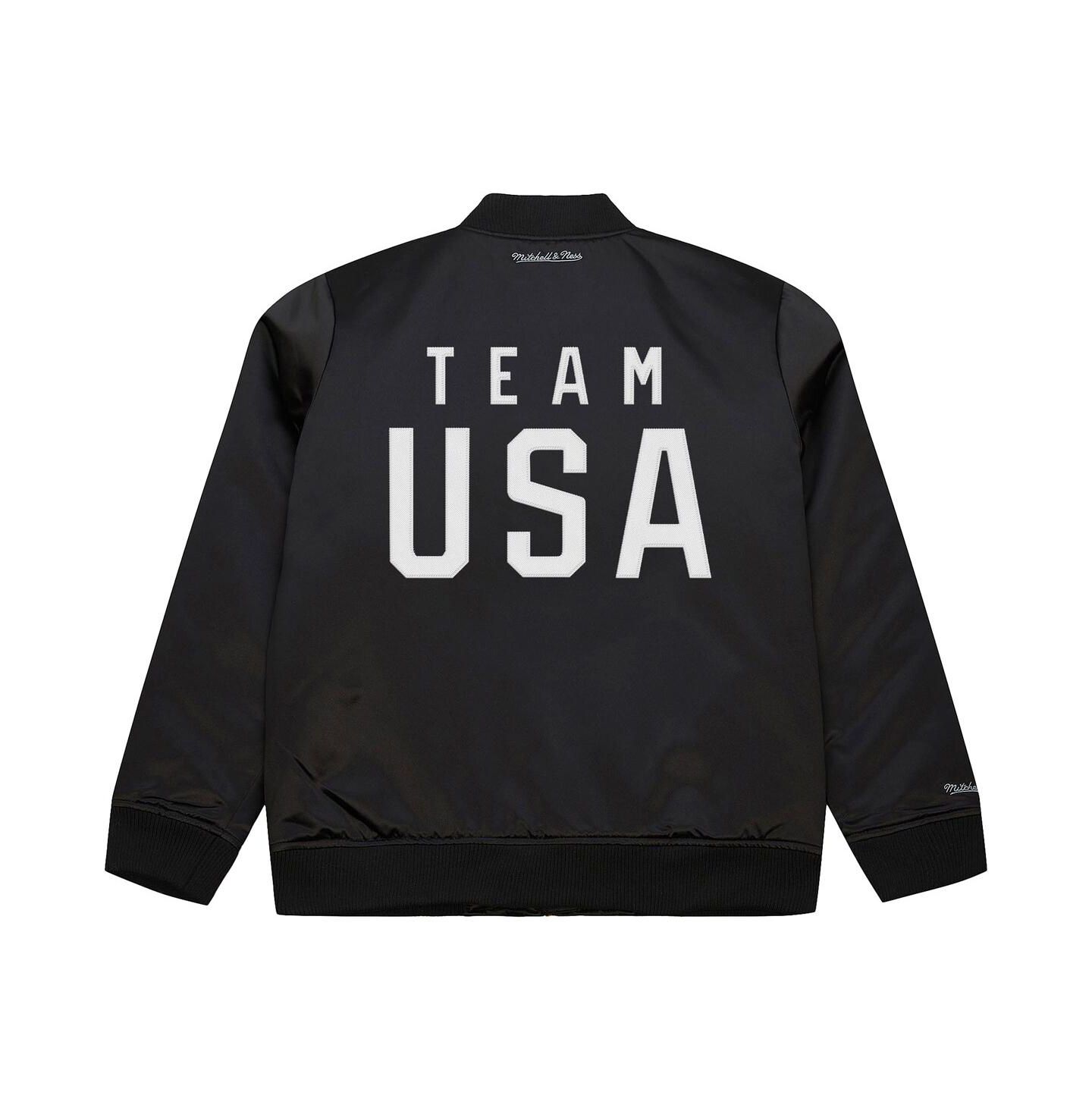 Мужская куртка Mitchell & Ness Black Team USA Coach Snoop Satin Full-Zip Bomber — фото 2