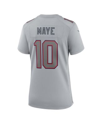 Women's Drake Maye Silver New England Patriots Super Bowl LX Patch Atmosphere Fashion Game Jersey