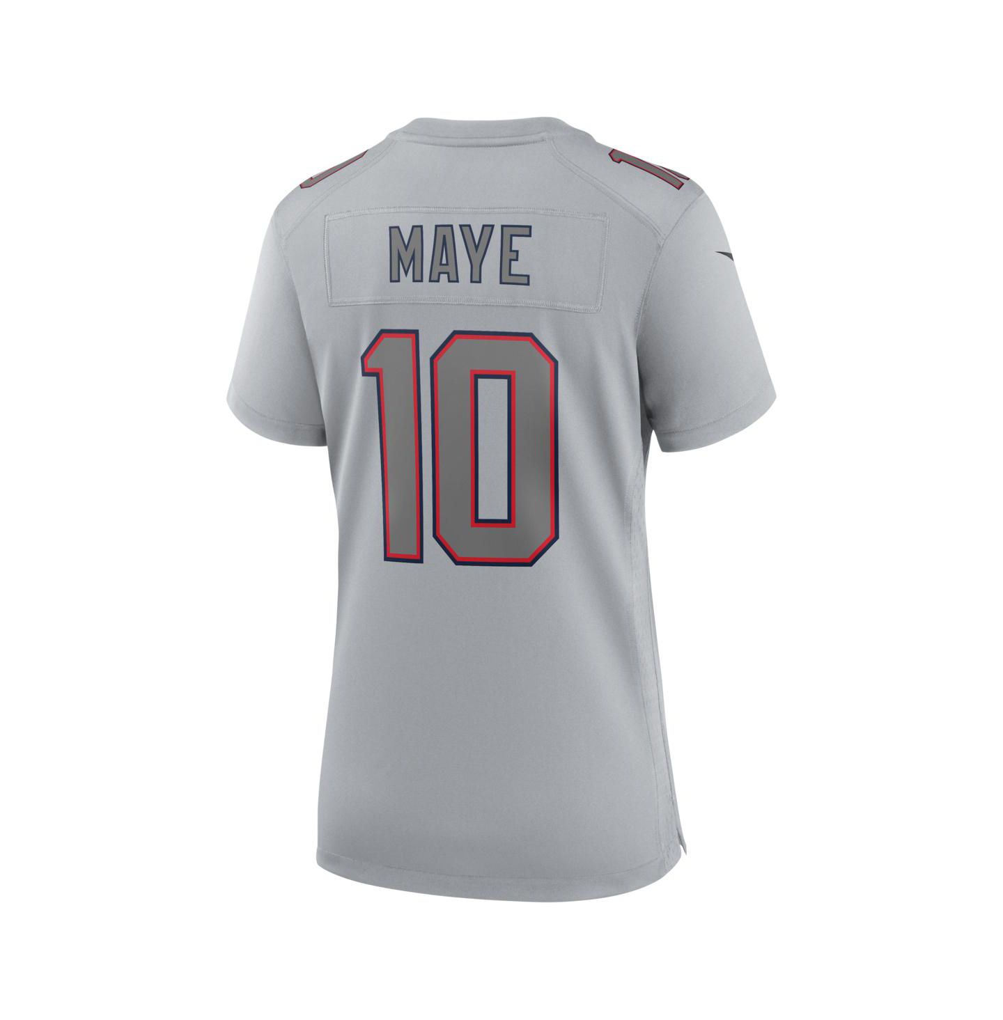 Женский топ Nike Drake Maye Silver New England Patriots Super Bowl LX Patch Atmosphere Fashion Game Jersey — фото 3