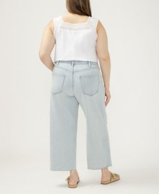 Plus Size Be Easy High-Rise Wide-Leg Cropped Jeans