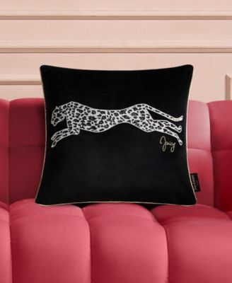 Embroidered Velvet Cheetah Decorative Pillow, 18" x 18"