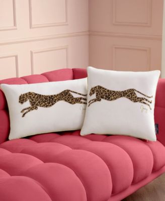 Embroidered Velvet Cheetah Decorative Pillow, 18" x 18"