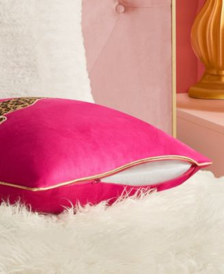 Embroidered Velvet Cheetah Decorative Pillow, 18" x 18"
