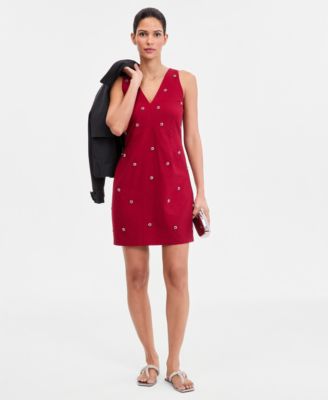 Women's Sleeveless Embellished V-Neck Mini Dress