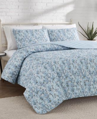 Soft Floral Reversible Design 3-Pc Quilt Set, King