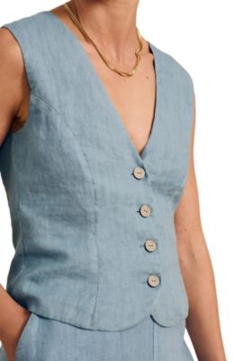 Women's Linen Blend Tailored Waistcoat