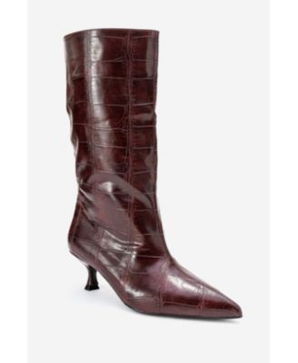 Crow Embossed Pointed Toe Boot