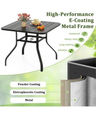 Outdoor Dining Table for 4 37 Inches Square Patio Bistro Dining Table w/ 1.57'' Umbrella Hole and Metal Frame