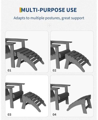 Folding Adirondack Ottoman Set of 2 - HDPE All-Weather Outdoor Footrests for Patio, Deck, Lawn, Poolside - Weather-Resistant