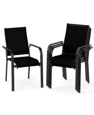 Patio Dining Chairs Set of 4 w/Metal Frame Breathable Mesh Fabric Backrest
