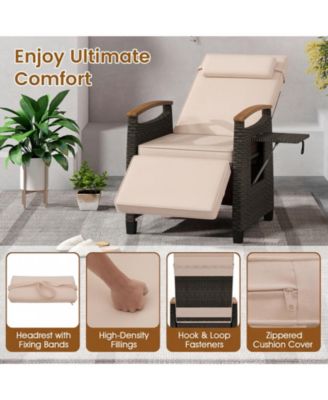 Set of 2 Patio Wicker Recliner Chair Rattan Lounge Chair w/ Adjustable Backrest&Footrest