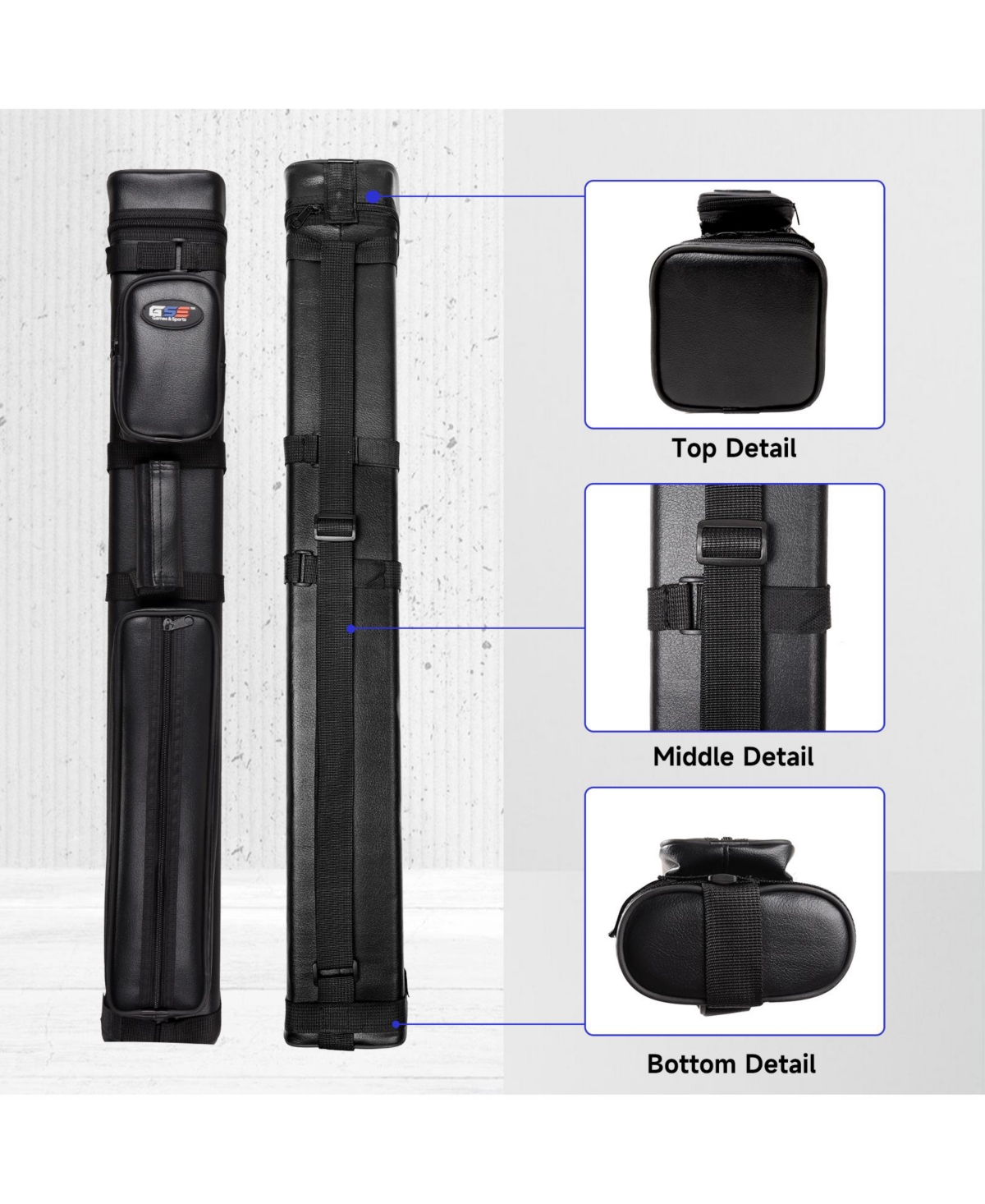 Gse Games & Sports Expert 3x6 Square Hard Pool Cue Case, Billiard Stick Carrying Case for 3 Sticks, Cases