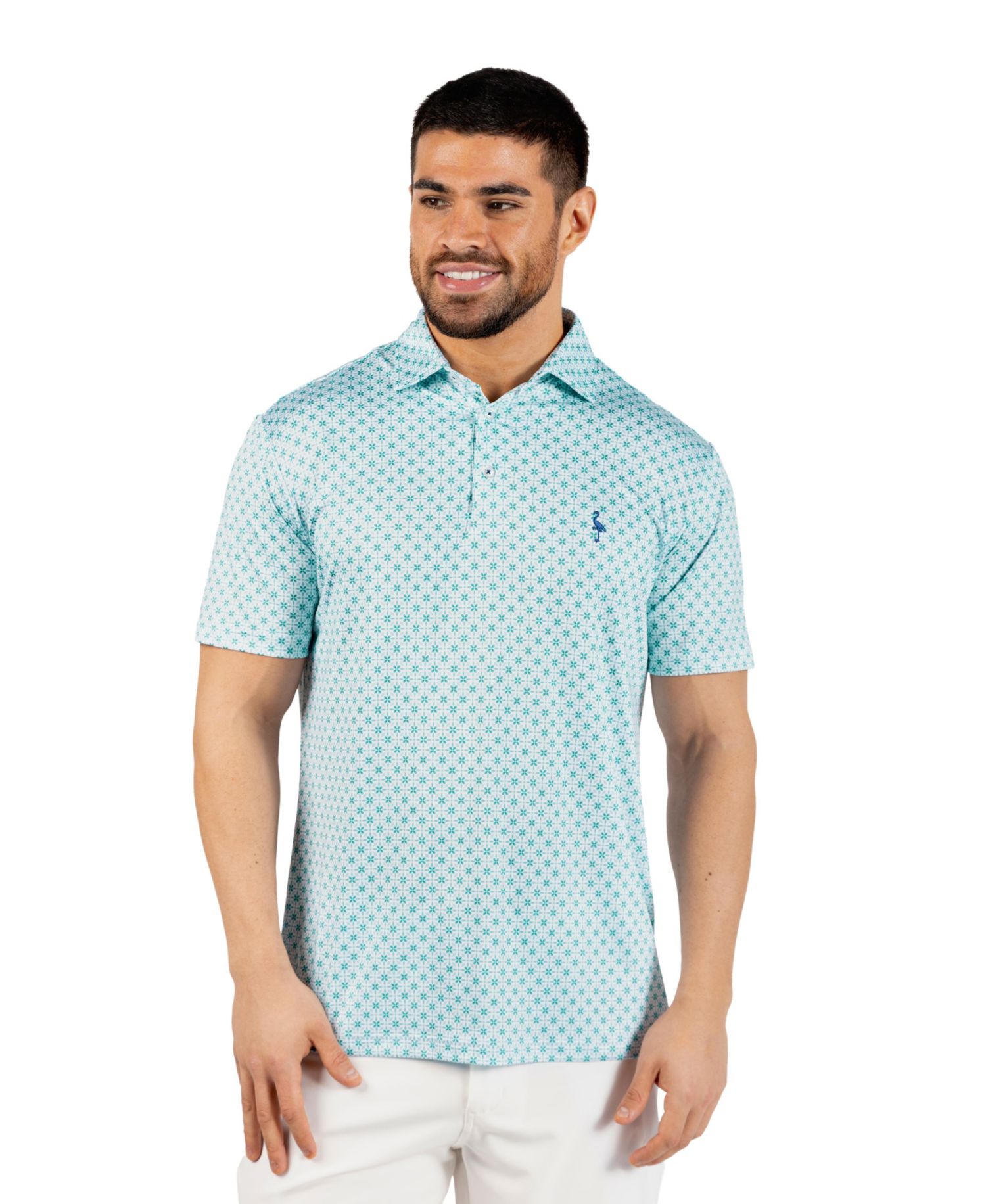 Men's Micro Geo Floral Printed Performance Polo