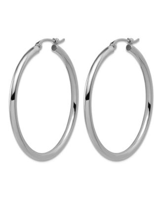 Solid 950 Platinum Classic Hoop Earrings