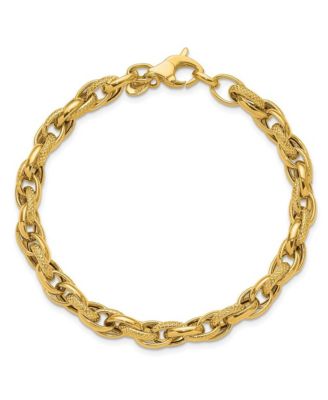 Solid 18k Yellow Gold 7.5 Inch Italian 6.3mm Textured and Polished Woven Links Bracelet Link Bracelet