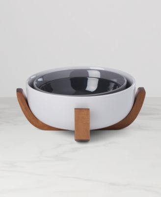 24 Seven Colors Nesting Bowls with Wood Stand, Set of 4