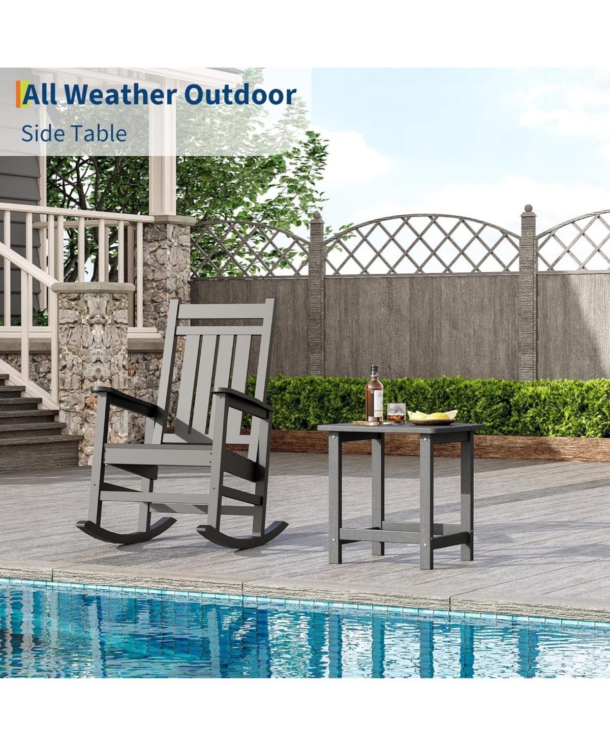 gaomon Square Hdpe Outdoor Side Table - Durable Adirondack Patio End Table for Beach