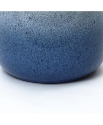 Decorative Blue Ombre Planter, 9.65" Tall Ceramic Pot for Tabletop or Patio