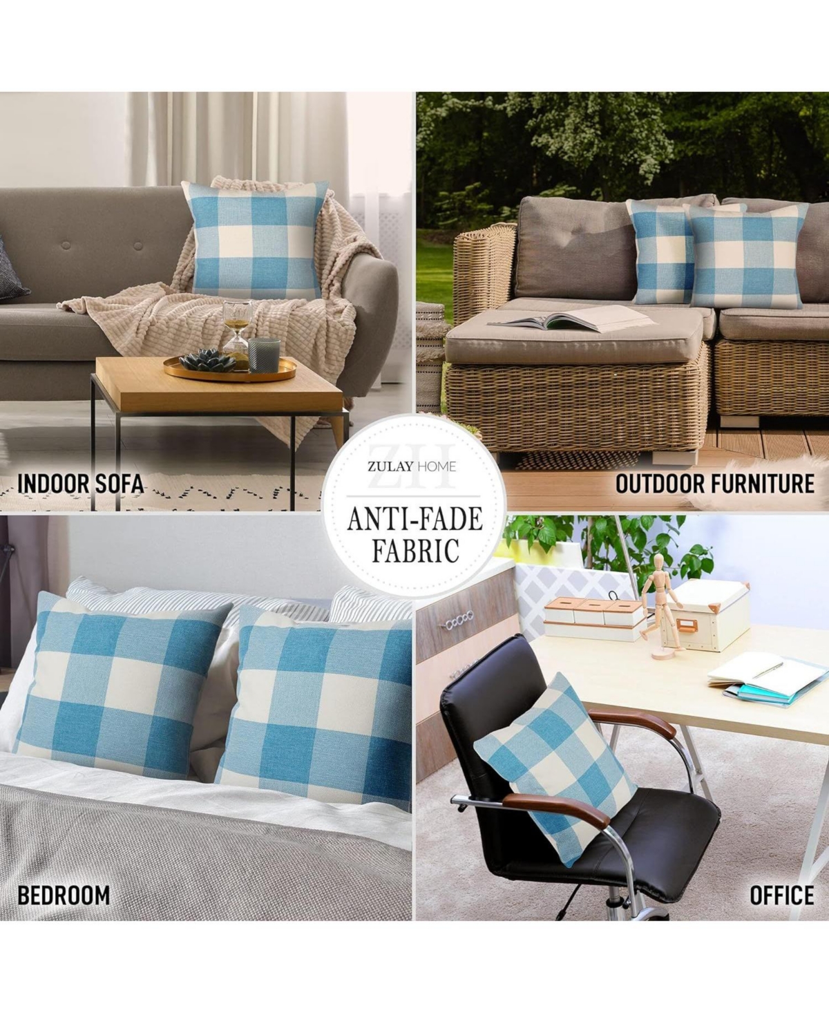 Zulay Kitchen Pack of 2 Buffalo Plaid Throw Pillow Covers - Farmhouse Porch Pillows Outdoor & Indoor Covers 18x18 inches