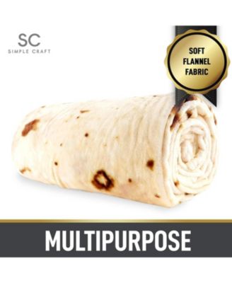 Burrito Tortilla Throw Blanket - Giant Double-Sided Tortilla Blanket for Adult and Kids - 280 GSM (60" Double Sided)