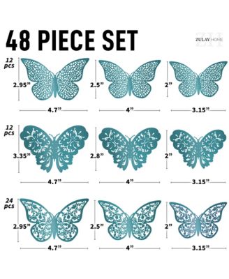 3D Removable DIY Butterfly Wall Decor with 3 Wing Designs (48pcs)
