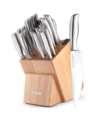 18 Piece Stainless Steel Knife Set with Block and Sharpener