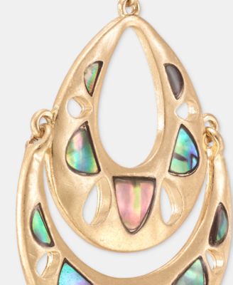 Abalone Cutout Layered Drop Earrings