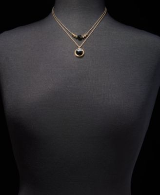 Jet Two Row Cabachon Pendant Necklace