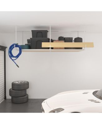 OHK Frame-Only OHK Series Ceiling Mounted Overhead Garage Storage Rack, White — 48" X 96"