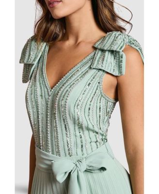 Women's Embellished Bow Shoulder Jumpsuit