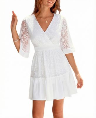 Women's Divine Rose White Mini Beach Dress