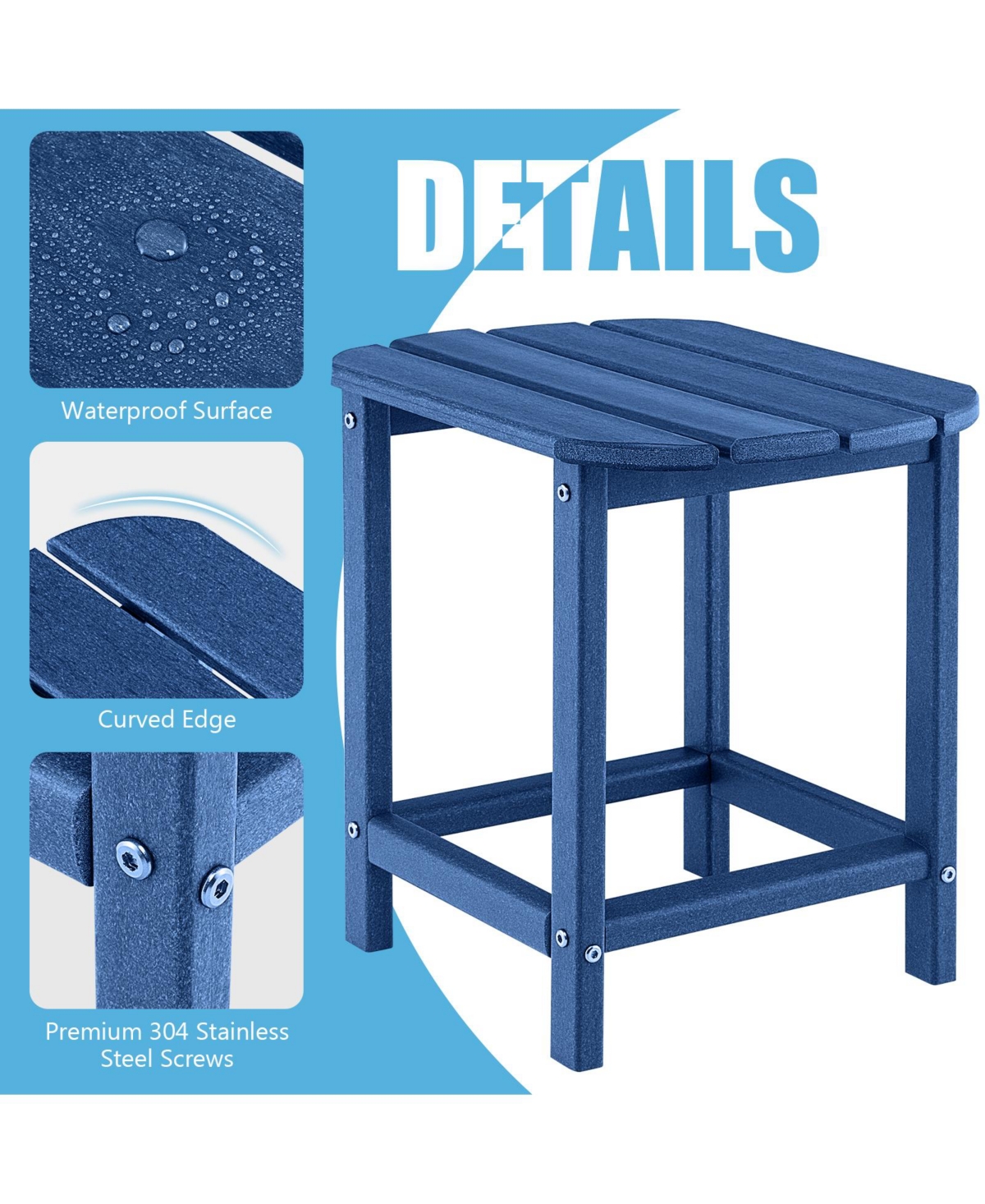 Gymax 2 Pcs 18'' Patio Adirondack Side Table Weather Resistant Hdpe Garden