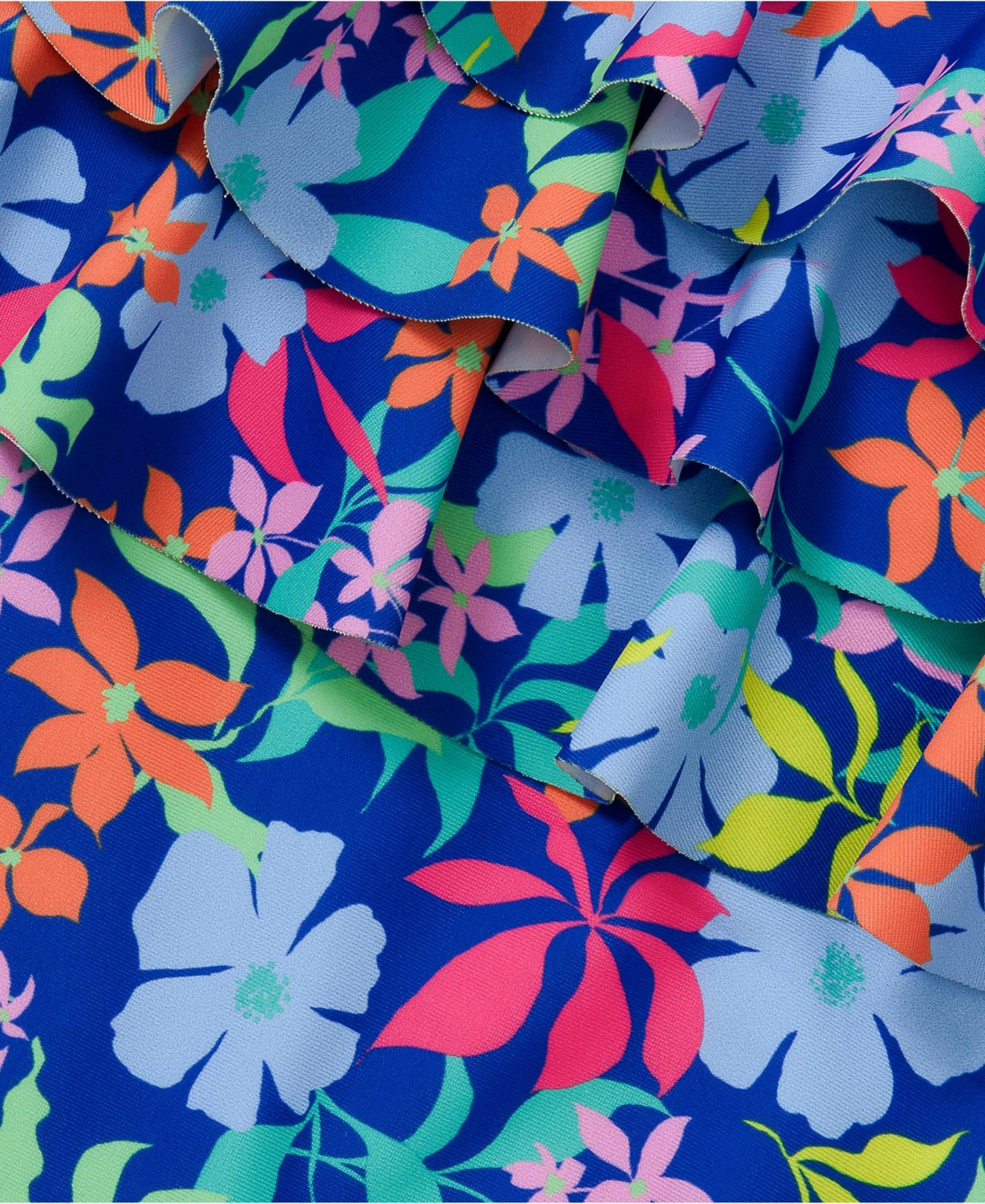 Lands' End Girls Chlorine Resistant X-Back Ruffle One Piece Swimsuit