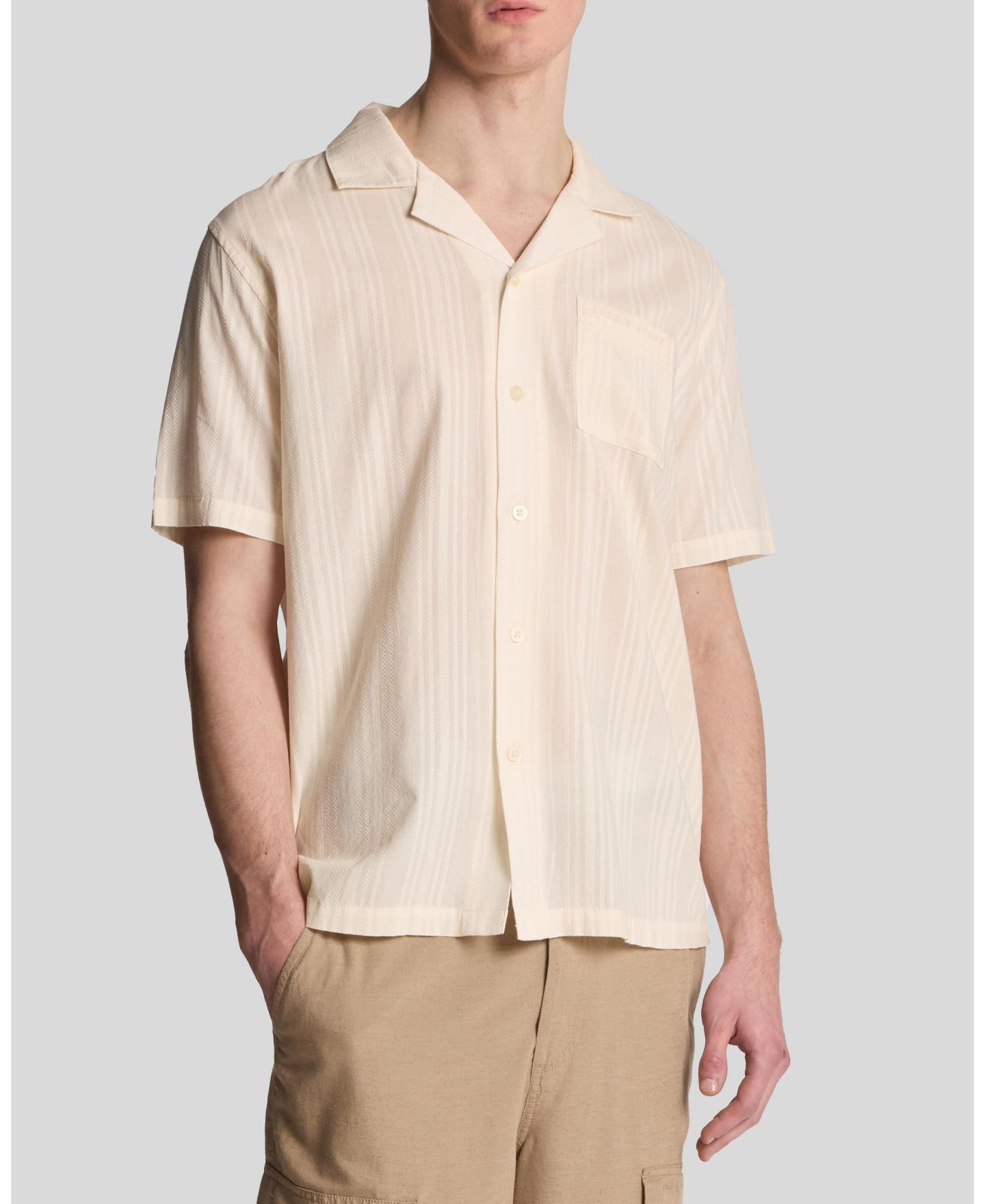 Мужская рубашка Lyle & Scott Broderie Resort, цвет: Натуральный — фото 7