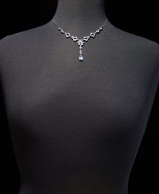 Crystal Statement Lariat Necklace, 16" + 3" extender