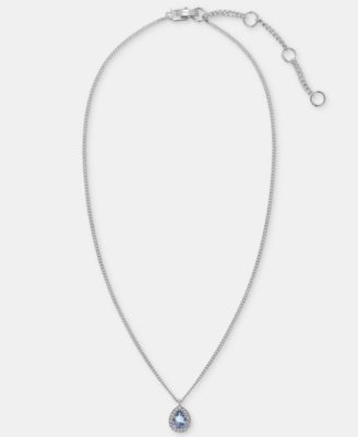 Crystal Pear-Shape Pendant Necklace, 16" + 3" extender